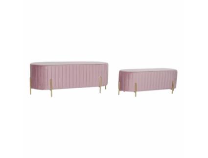 Banqueta DKD Home Decor Cor de Rosa (123 x 50 x 45 cm) (105 x 39 x 37 cm) (2 pcs)