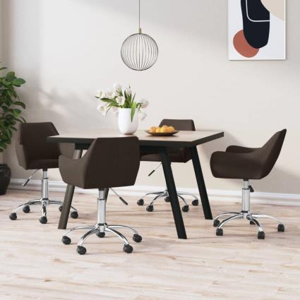 vidaXL Cadeiras de jantar giratórias 4 pcs tecido castanho-escuro