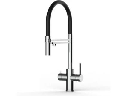 Torneira de cozinha VIZIO 5 Vias Tubo Giratória 360° Aço polido Preto (Aço)