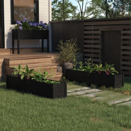 vidaXL Canteiros elevados jardim 2 pcs 150x31x31cm pinho maciço preto