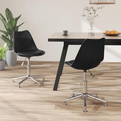 vidaXL Cadeiras de jantar giratórias 2 pcs couro artificial preto