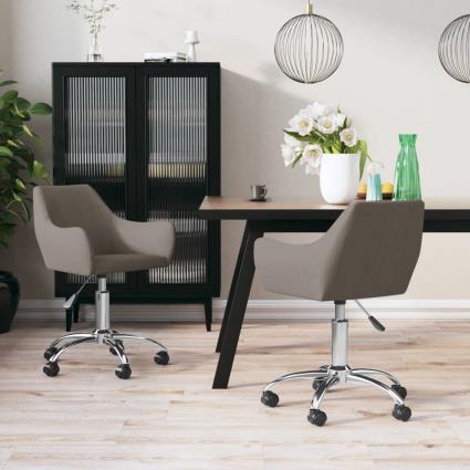 vidaXL Cadeiras de jantar giratórias 2 pcs tecido cinzento-acastanhado