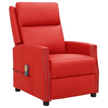 vidaXL Poltrona massagens reclinável couro artificial vermelho