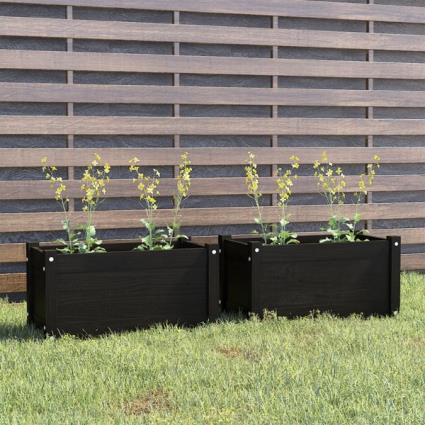 Vasos/floreiras de Jardim 2 pcs 60x31x31 cm Pinho Maciço Preto