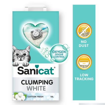 Areia aglomerante Sanicat Clumping algodão fresco para gatos  - 10 l