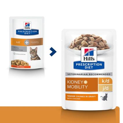 Hill's Prescription Diet k/d + Mobility saquetas para gatos - 12 x 85 g