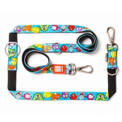 Trela ajustável Max & Molly Little Monsters para cães - Tamanho M: C 200 cm x L 2 cm