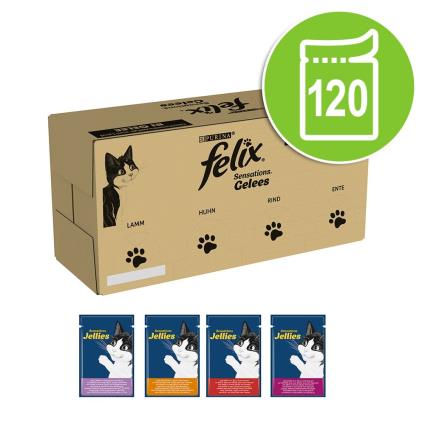 Felix 'Sensations' Saquetas 120 x 85 g - Jumbopack - 120 x 85 g: Seleção da Terra (vaca, frango, pato, cordeiro)