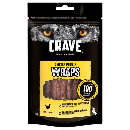 Crave Protein Wrap snacks para cães - Pack económico: frango (10 x 50 g)