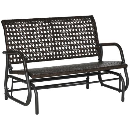 Outsunny Banco Baloiço de Vime de 2 Lugares Baloiço de Jardim com Balanço Ergonómico Carga 220kg 70x120x84cm Marrom   Aosom Portugal
