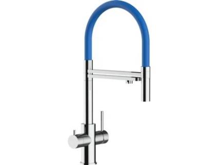 Torneira de cozinha VIZIO 5 Vias Tubo Giratória 360° Aço polido Azul (Aço)