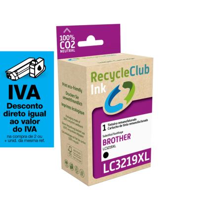RECYCLECLUB Tinteiro Remanufaturado Compatível com Brother 3219XL, Embalagem Individual, Preto, K20780RC