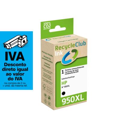 RECYCLECLUB Tinteiro Remanufaturado Compatível com HP 950XL, Embalagem Individual, Preto, K20417RC