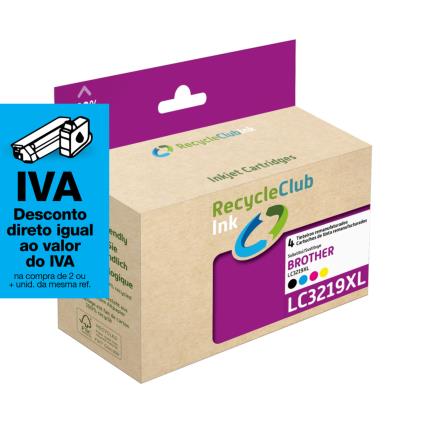 RECYCLECLUB Tinteiro Remanufaturado Compatível com Brother 3219XL, Pack 4, Preto, Amarelo, Azul e Magenta, K10535RC