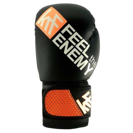 Krf Feel The Enemy Luvas De Boxe De Couro Artificial 3d Mesh 14 Oz Black / Orange