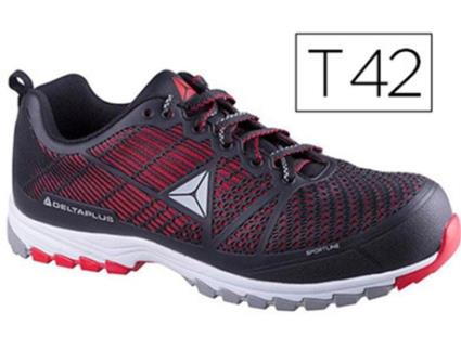 Dsporspnr42 :Sapatos de Segurança Deltaplus de Poliuretano e Malha S1P Preto e Vermelho Tamanho 42 Preco Uni. Venda Multiplos 1