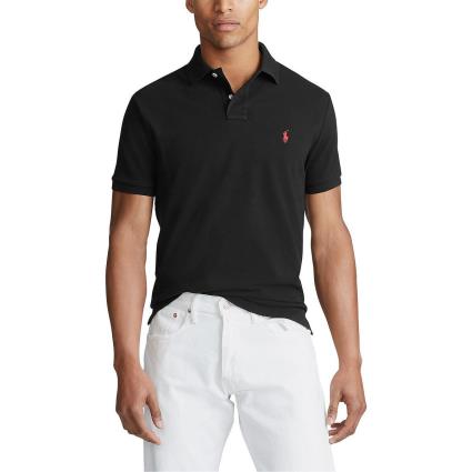 Polo direito, custom fit, em malha piqué