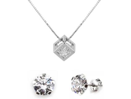 Conjunto de Joalharia VANCRYSTALS Square (Latão - Prateado - Talla Única)