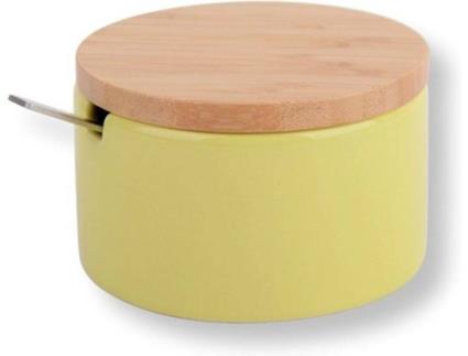 Açucareiro KOOK TIME Verde (Cerâmica, Bambu, Aço Inoxidável - 12.5x10x6.5 cm)