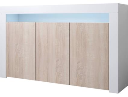 Aparador MÓVEIS BONITOS Aker (Castanho e Branco - 155x37x91,5 cm)