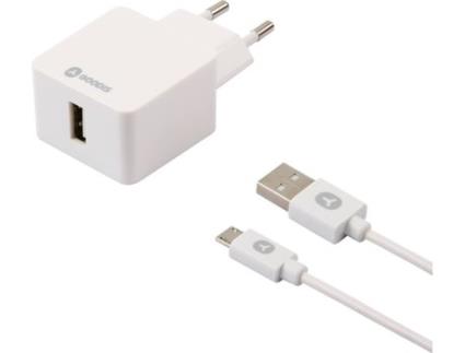 Carregador Viagem  + Cabo Micro-USB Branco