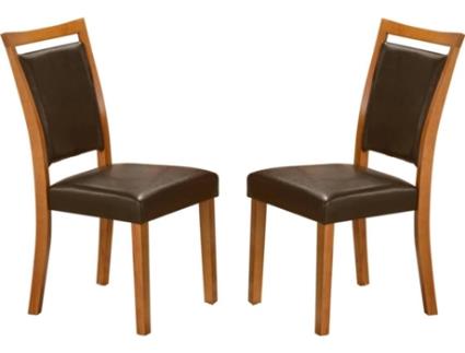 Conjunto 2 Cadeiras  Chelsea (Castanho - Pele Sintética e Madeira - 96 x 44 x 59 cm)