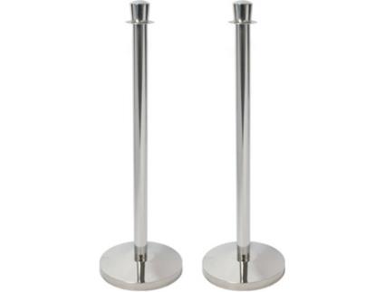 Conjunto 2 x Poste Separador + Base  Achatado Cromado