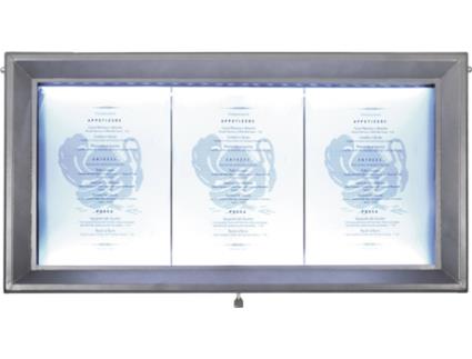 Expositor de Menu  LED 3 x A4 Cinza