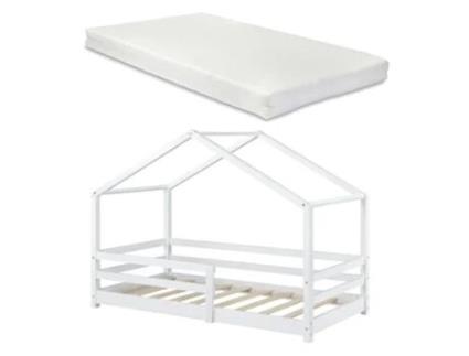 Estrutura de Cama Infantil EN.CASA Colchão Madeira Branco (90 x 200 cm)