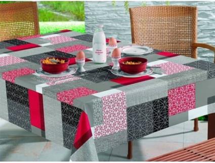 Toalha de Mesa HULEHULE TEX Mirka (Preto, Vermelho e Branco - 140 x 140 cm)