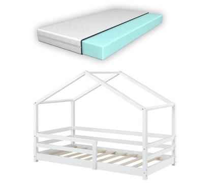 Estrutura de Cama Infantil EN.CASA Colchão Madeira Branco (70 x 140 cm)