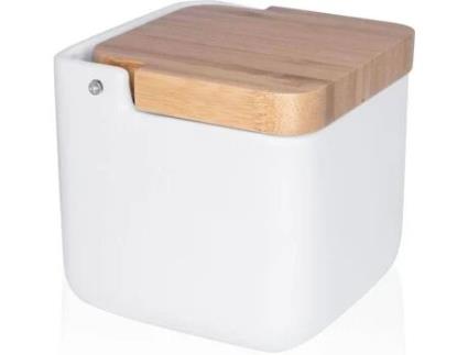 Saleiro KOOK TIME Branco (Cerâmica, Bambu - 11.2x11.2x11.2 cm)