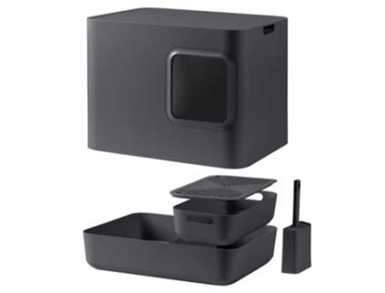 Hoopo Caixa de Areia para Gatos Dome Cinzento