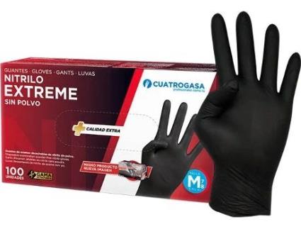 Luvas de Nitrilo CUATROGASA Extreme (Preto - Tam: XL)
