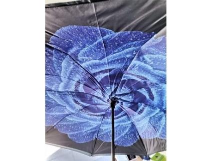 Guarda-Chuva Invertido com Gancho Flor Azul