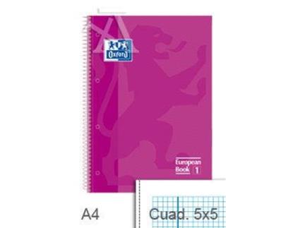 Paq/5 Bloc A4 80H 90G. Cuad.5X5 Fucsia Europeanbook1 Oxford