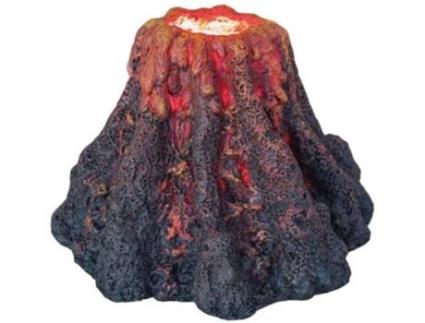 Adorno para Peixes KW Vulcão com Luz Led (Multicor - 16x12x16cm - Resina)