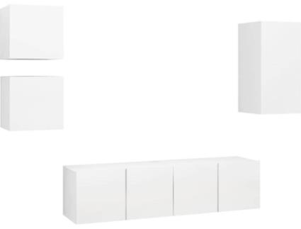 5 pcs conjunto de móveis de TV contraplacado branco