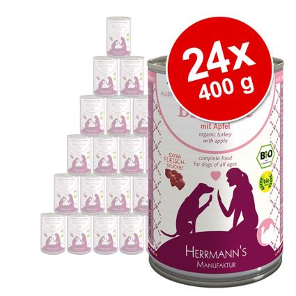 Herrmann's Menü sem cereais 24 x 400 g - Pack económico - Bio Peru com bio arroz