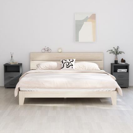 vidaXL Mesas de cabeceira 2pcs 40x35x62cm pinho maciço cinzento-escuro