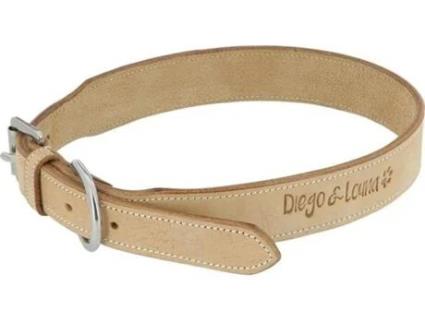 Coleira para Cães DIEGO&LOUNA (Bege - 35cm - Couro - M - Porte Médio)