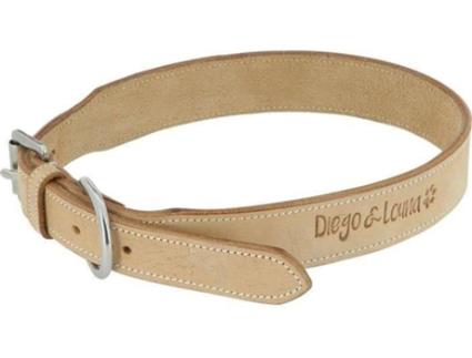 Coleira para Cães DIEGO&LOUNA (Bege - 50cm - Couro - L - Porte Grande)