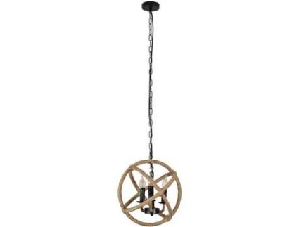 Candeeiro de Teto FABRILAMP Soga (Castanho - Corda, Metal - 135x35 cm)