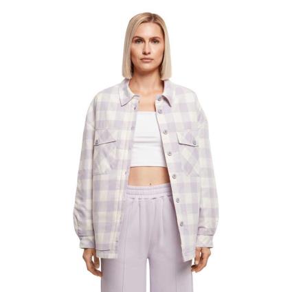 Urban Classics Camisa Manga Comprida Flanell Over XS White Sand / Soft Lilac