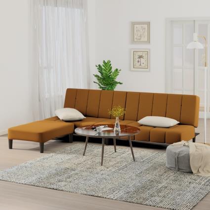 vidaXL Sofá-cama de 2 lugares com apoio de pés veludo castanho