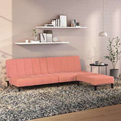 vidaXL Sofá-cama de 2 lugares com apoio de pés veludo rosa