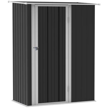 Outsunny Abrigo de Jardim 1,07m² 142x84x189cm Abrigo de Jardim de Aço Galvanizado com Porta Fechadura e Orifícios de Drenagem Cinza   Aosom Portugal