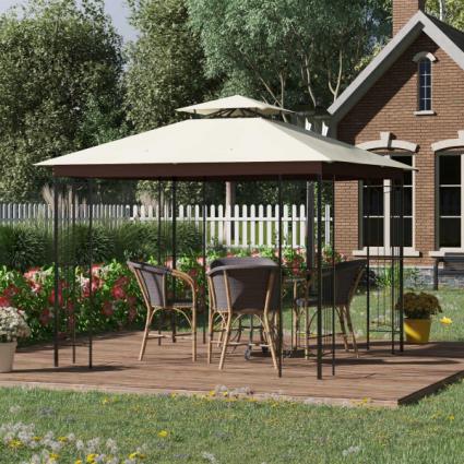 Pérgola de Jardim 3x3m para Exterior com Duplo Teto de Ventilação e Estrutura de Aço com Proteção Solar para Festas Eventos ao