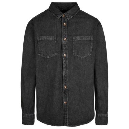 Build Your Brand Camisa Manga Comprida Denim L Black Washed
