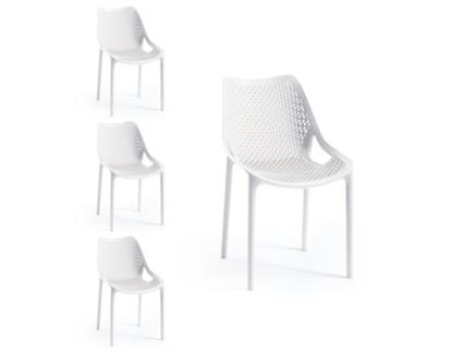 Conjunto 4 Cadeiras Bilros Tensai Furniture Branco